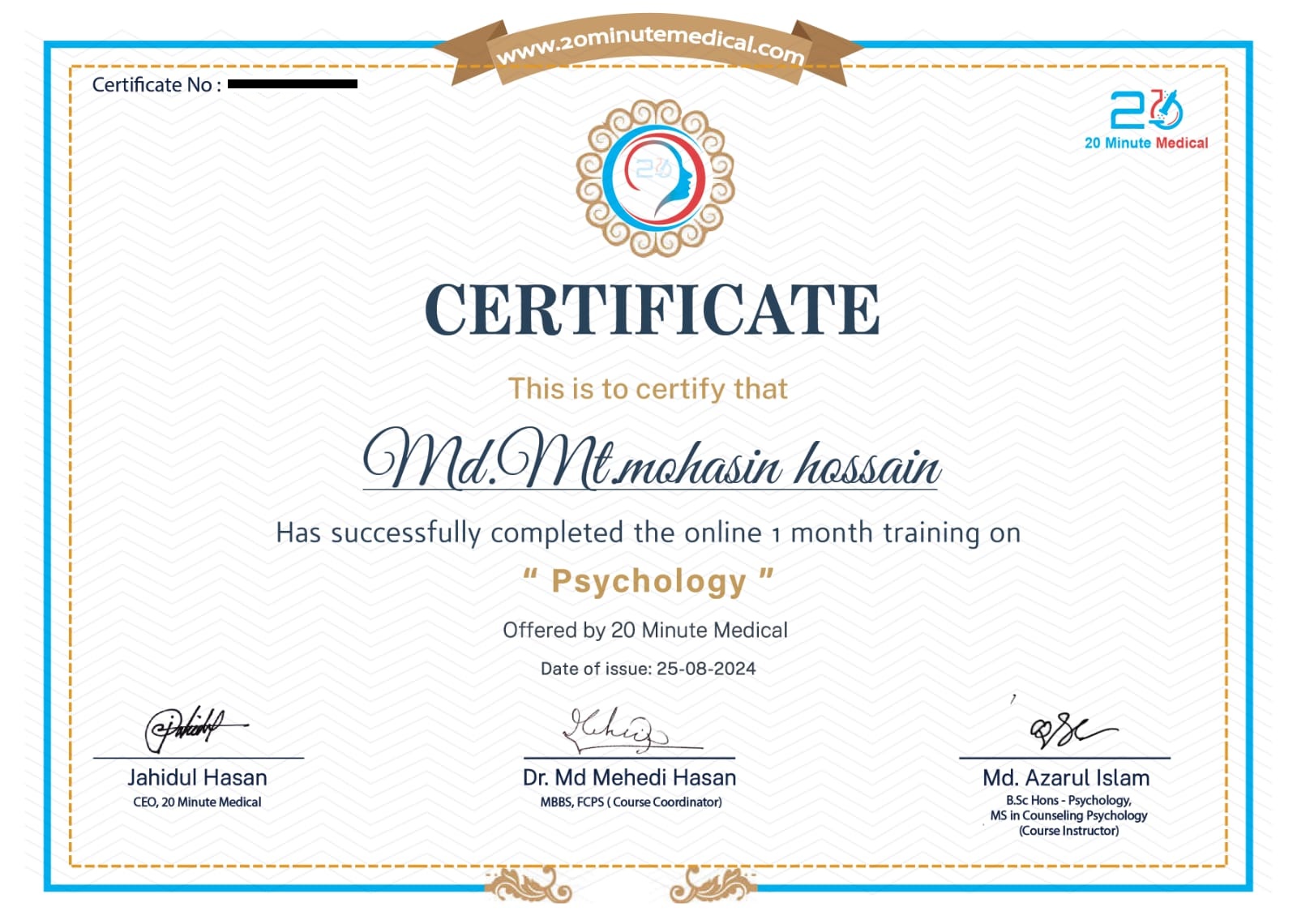 Psychology Training Certificate